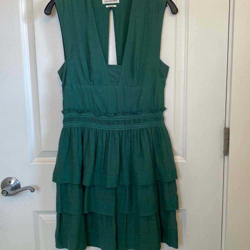 Isabel Marant Green Tiered Mini Dress